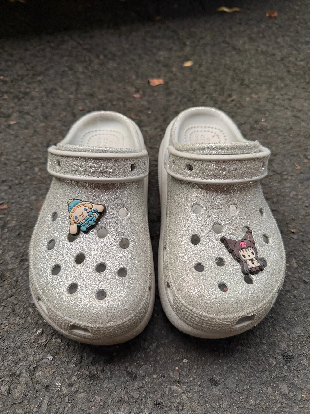 CROCS Kids Glitter Clogs in Silver